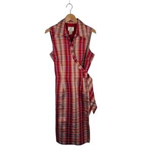 VTG ICE Silk Plaid Wrap Dress